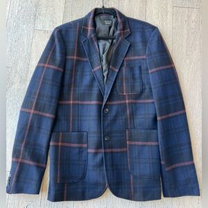 Zara Men's Blue Plaid Blazer Size XL